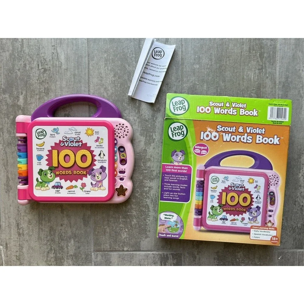 Leap Frog Scout & Violet 100 Words Book Purple Pink New Learning Montessori Toy